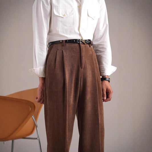 Autumn And Winter Corduroy Retro Straight High Waist