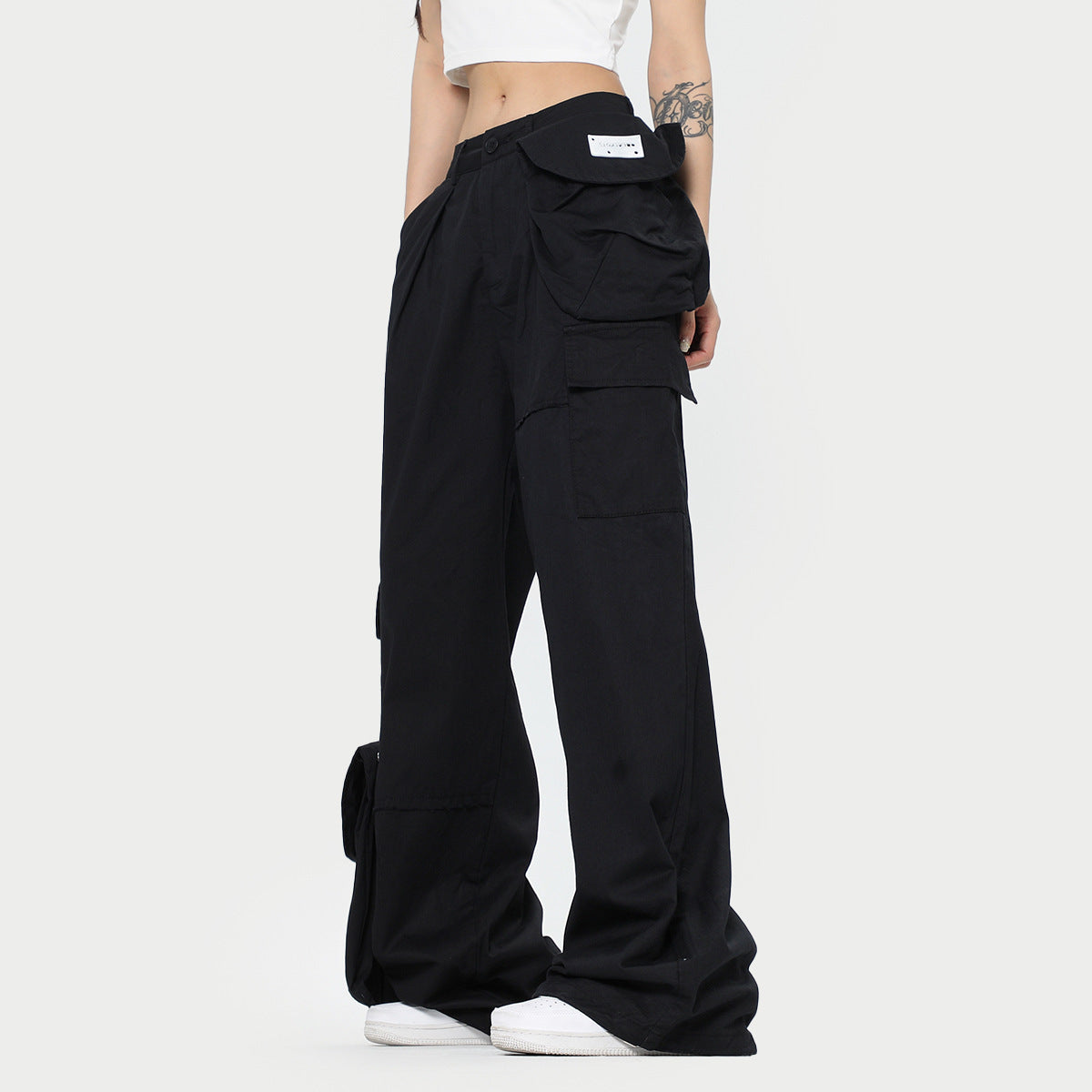 Autumn American Wide Leg Mop Pants Men's Loose Hot Girl Overalls