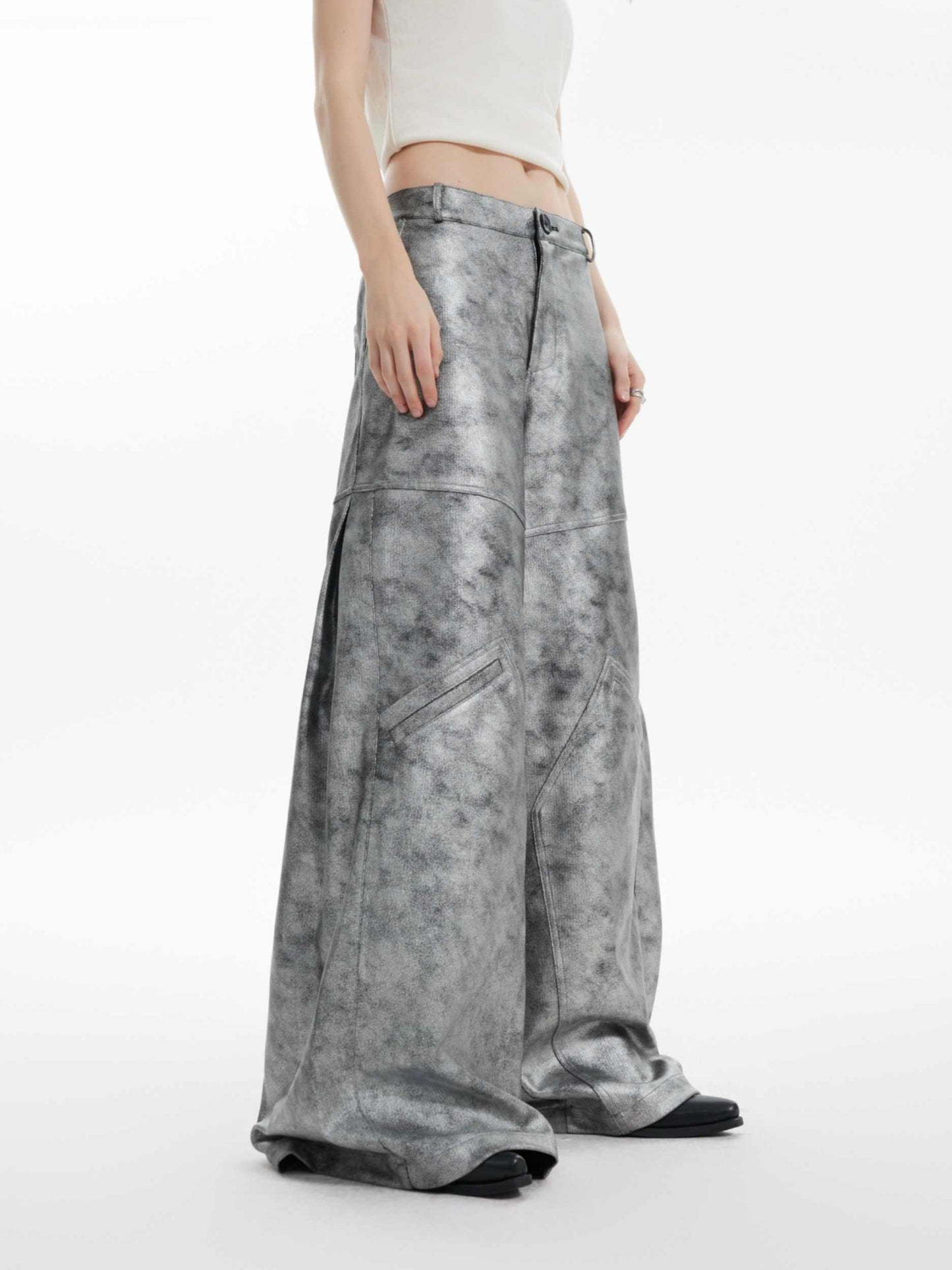 Advanced Loose Silver Wide-leg Casual Pants
