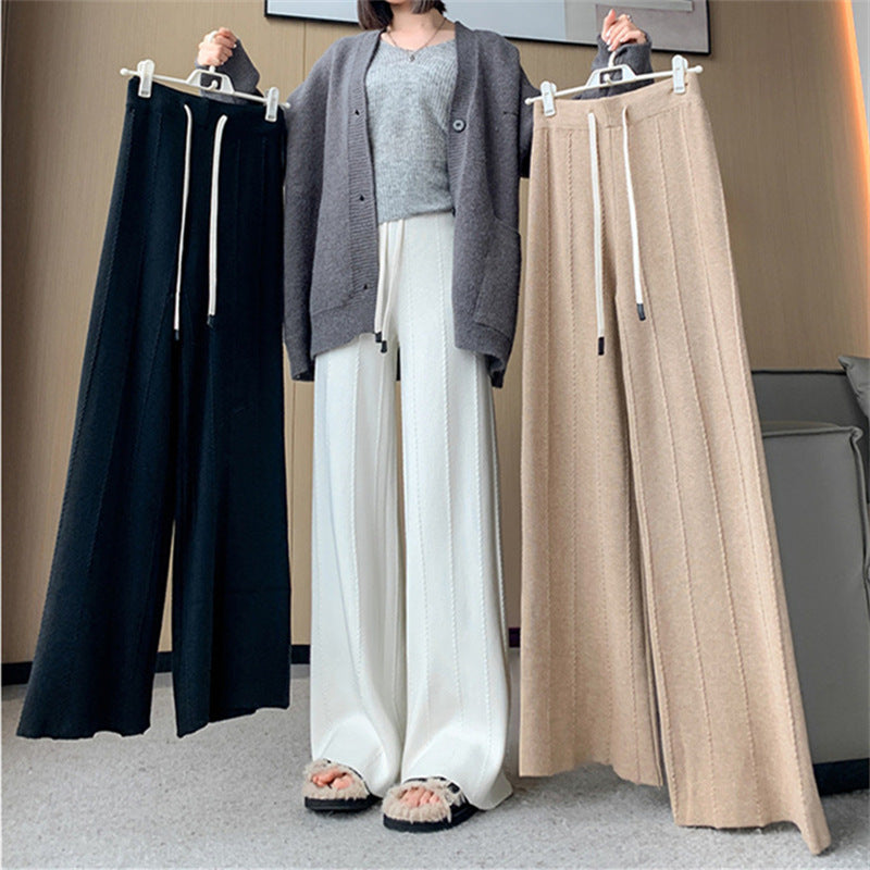 Women's High Waist Drooping Knitted Wide-leg Pants Loose