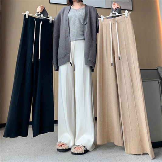 Women's High Waist Drooping Knitted Wide-leg Pants Loose