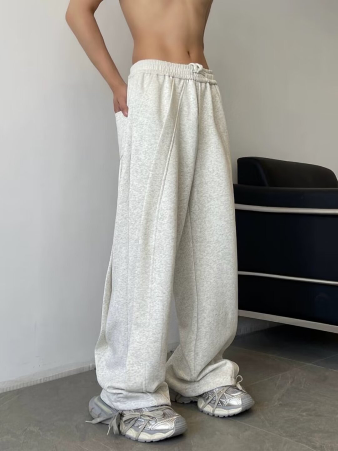 American Deconstruction Sweatpants High Street Pu Shuai Wide-leg Casual Pants