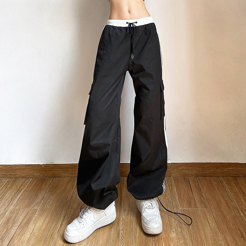 Women's High Waist Striped Ankle-tied Casual Pants