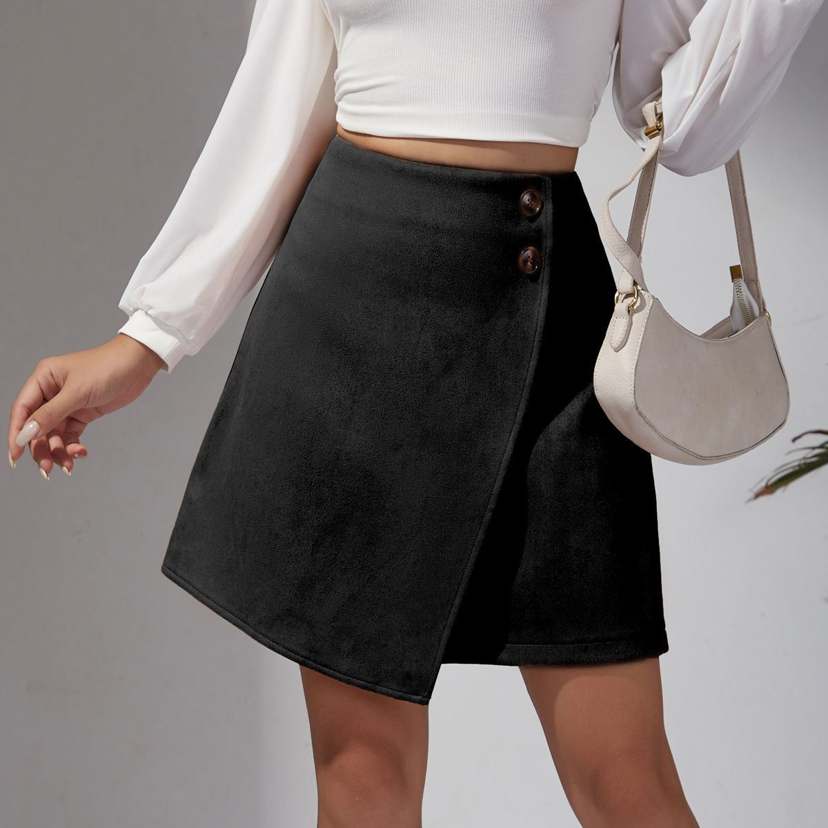 Women's Autumn And Winter Suede Irregular Skirt