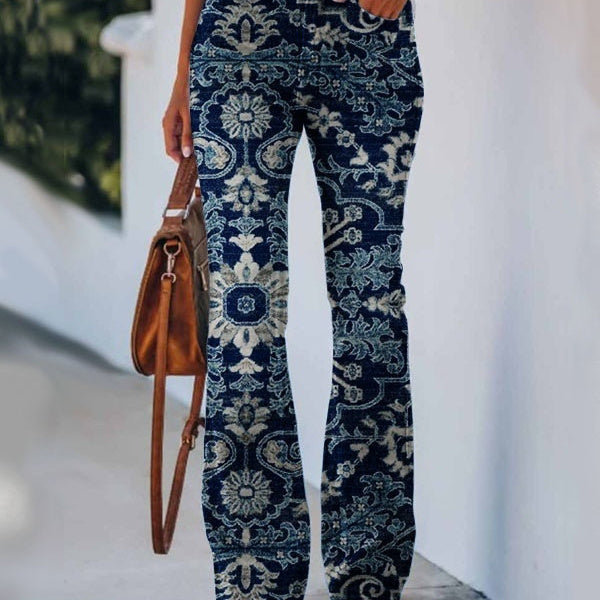 Trend Irregular Wide-leg Pants Abstract Printing Loose Casual Wide-leg