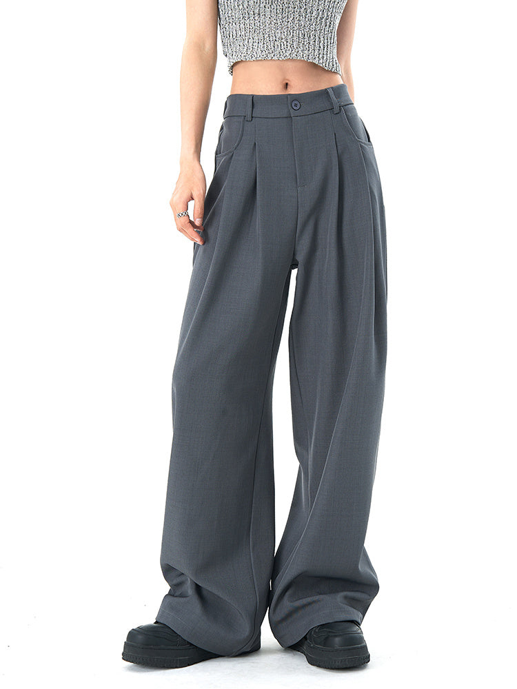 Women's Loose Gray Suit Pants