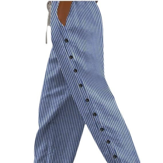 Women's Striped Side Button Fashion Loose Trousers