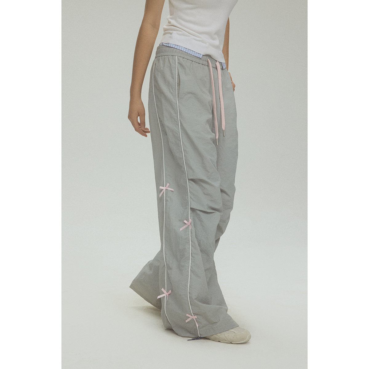 Women's Retro Sports Straight Casual Pants With Bow Decoration