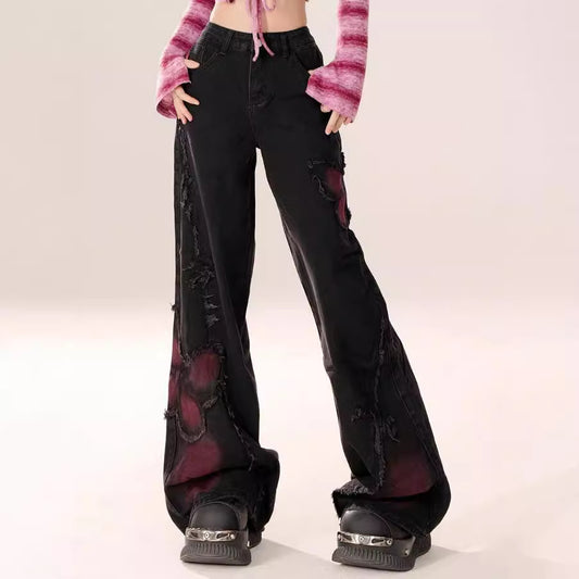 American High Street Butterfly Embroidered Blooming Jeans