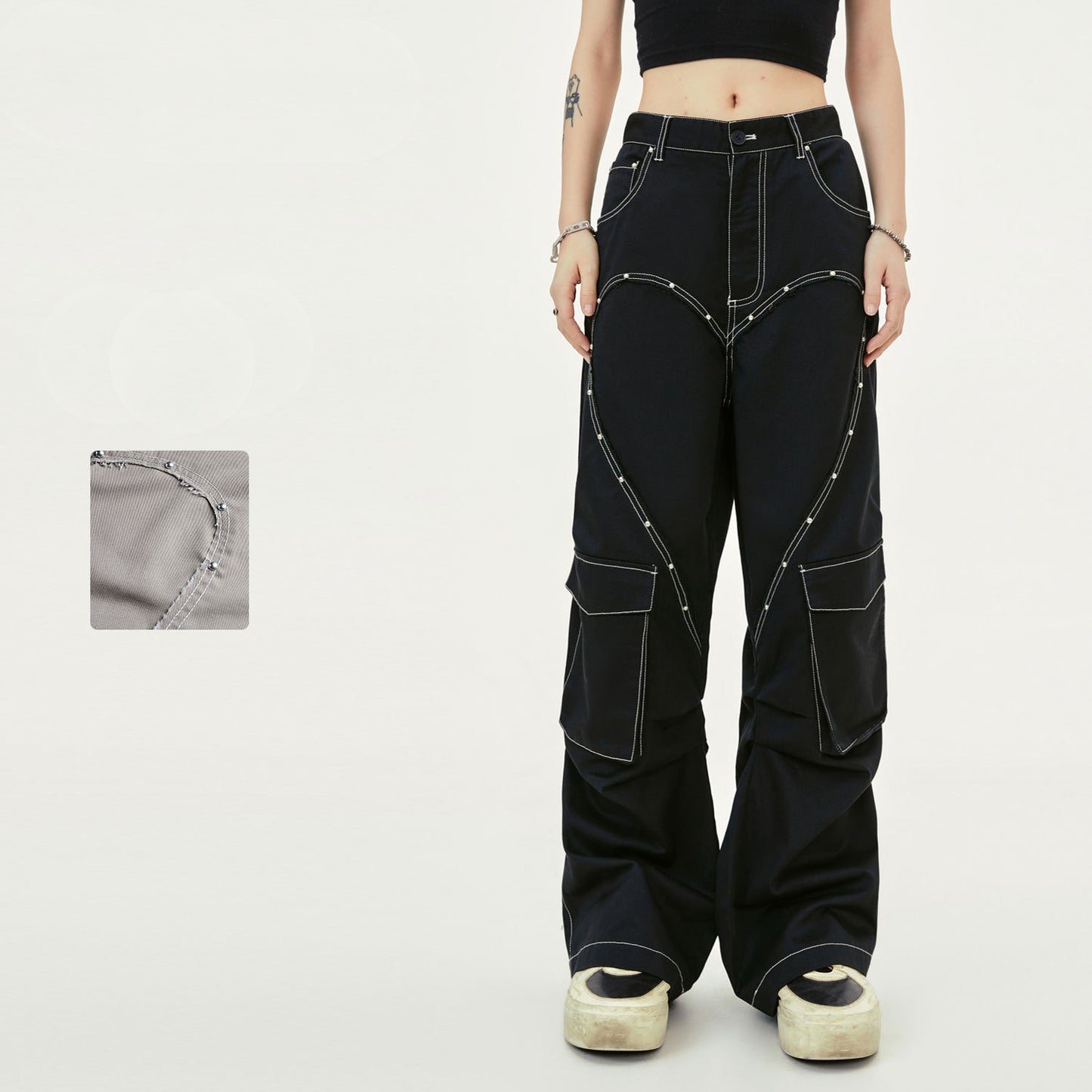 American Retro Love More Than 3D Cutting Workwear Casual Pants