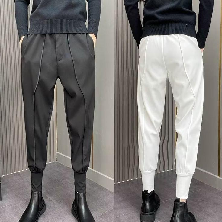 Ankle-tied Suit Pants Men's Draping Casual Cropped Pants Summer Trendy