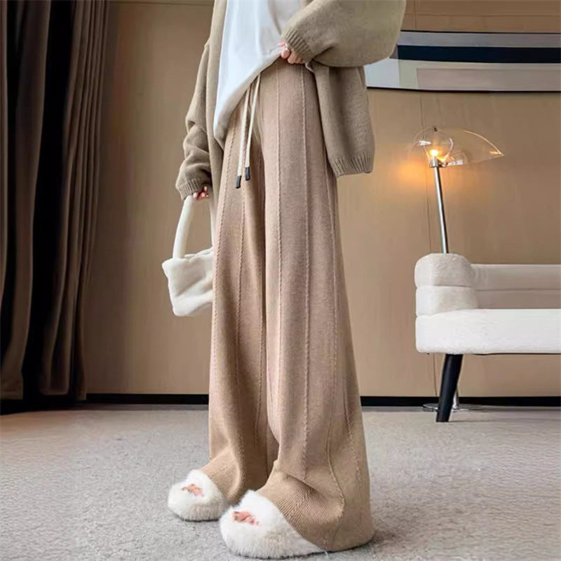 Women's High Waist Drooping Knitted Wide-leg Pants Loose