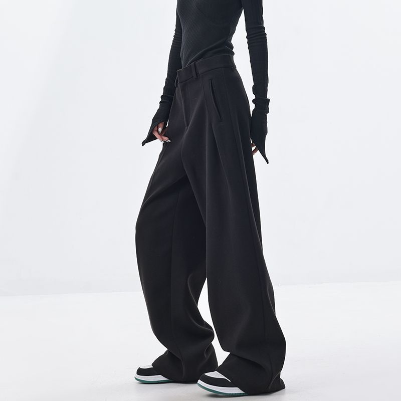 Women's Loose Extended Black Wide-leg Suit Pants