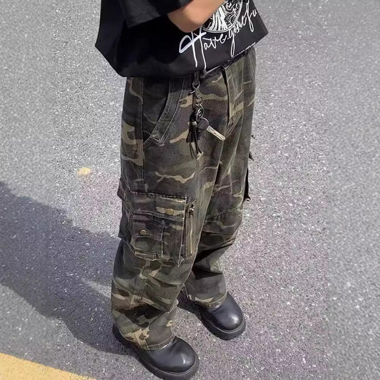 American Mechanical Style Outdoor Camouflage Workwear Casual Pants