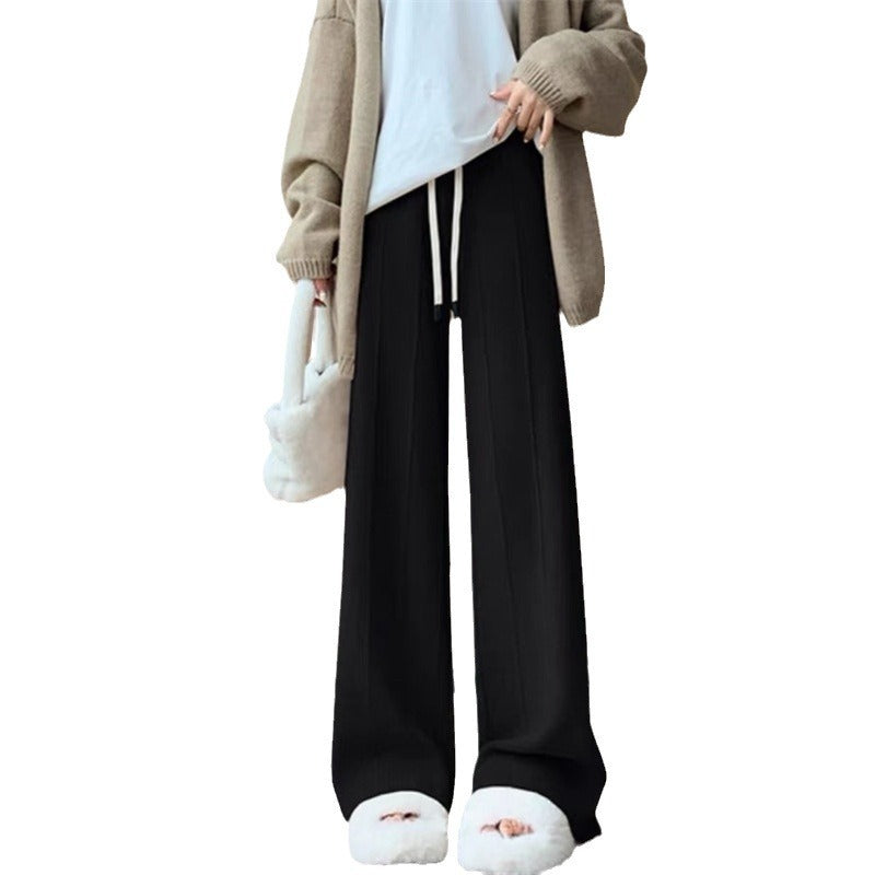 Women's High Waist Drooping Knitted Wide-leg Pants Loose