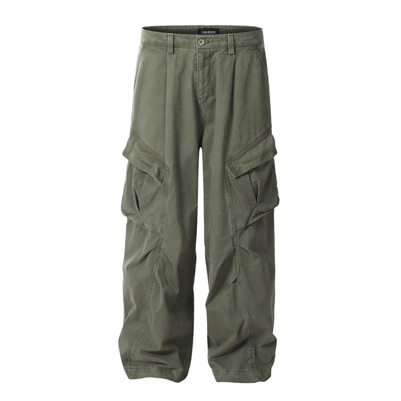 American High Street Workwear Multi-pocket Design Sense Wide-leg Casual Pants Men