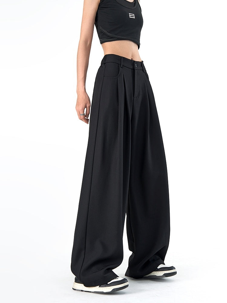 Women's Loose Gray Suit Pants