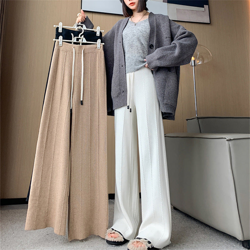 Women's High Waist Drooping Knitted Wide-leg Pants Loose