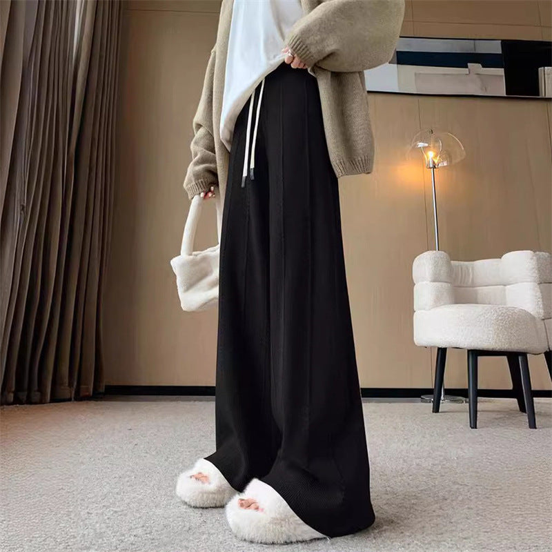 Women's High Waist Drooping Knitted Wide-leg Pants Loose