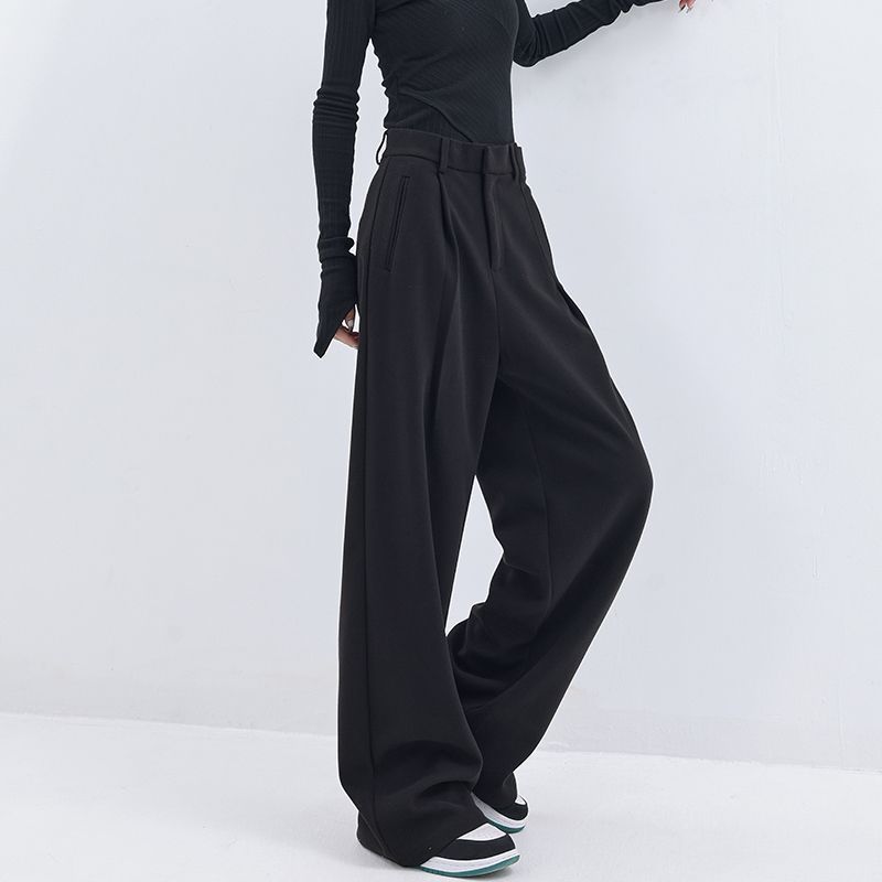 Women's Loose Extended Black Wide-leg Suit Pants