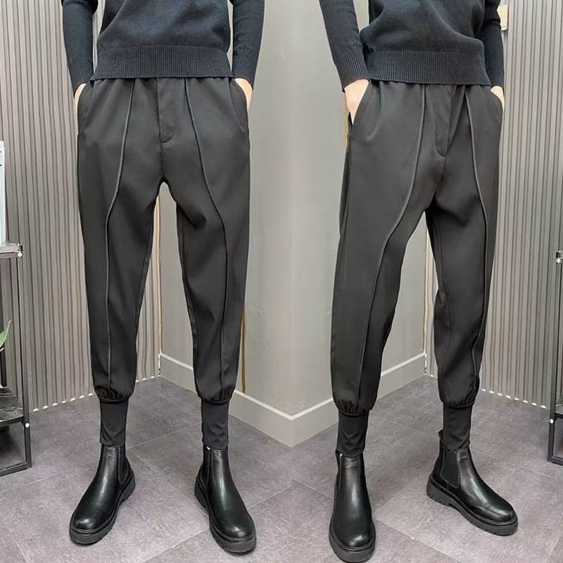Ankle-tied Suit Pants Men's Draping Casual Cropped Pants Summer Trendy