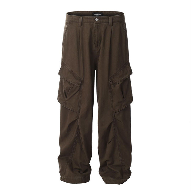 American High Street Workwear Multi-pocket Design Sense Wide-leg Casual Pants Men