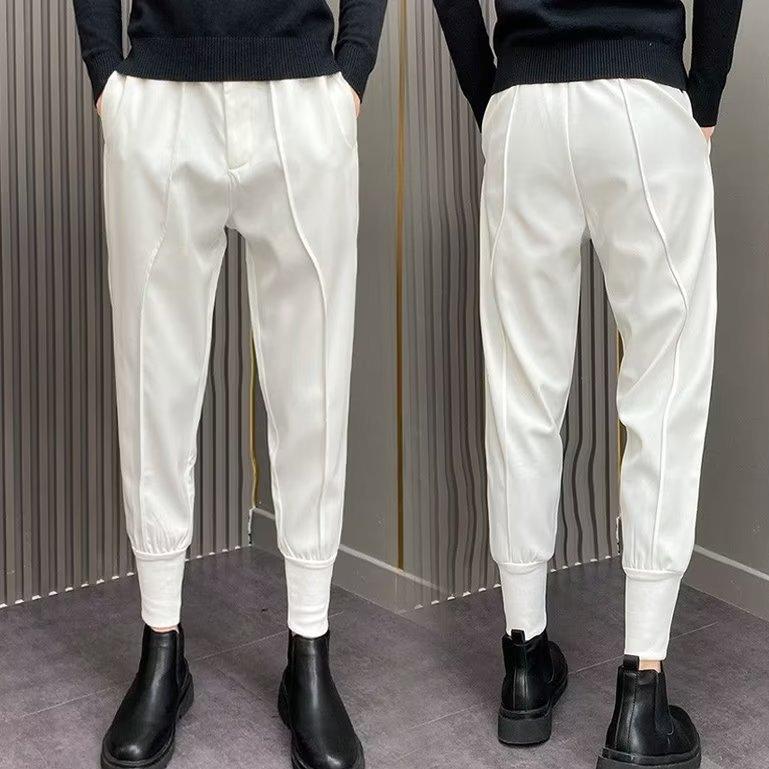 Ankle-tied Suit Pants Men's Draping Casual Cropped Pants Summer Trendy