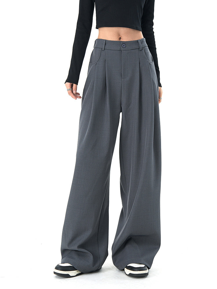 Women's Loose Gray Suit Pants