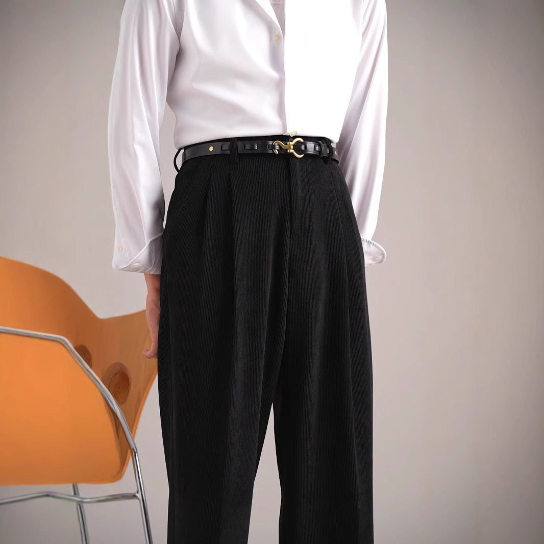 Autumn And Winter Corduroy Retro Straight High Waist